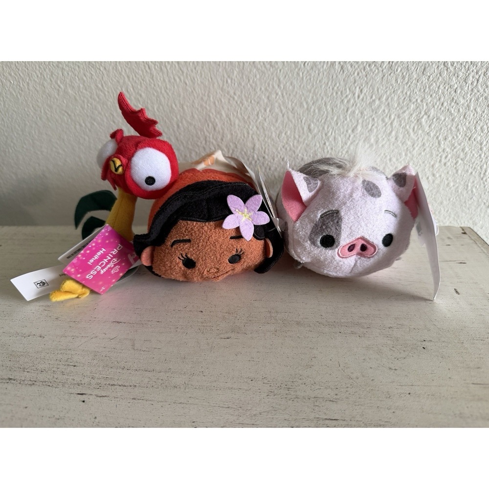 NEW Disney Tsum Tsum Plush Moana & Pua Characters Set with Tags NWT 6"  Hei Hei